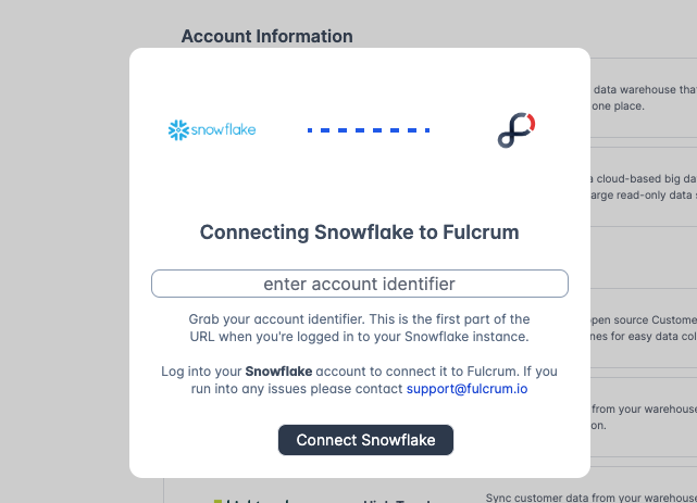 Fulcrum Snowflake Credentials Input
